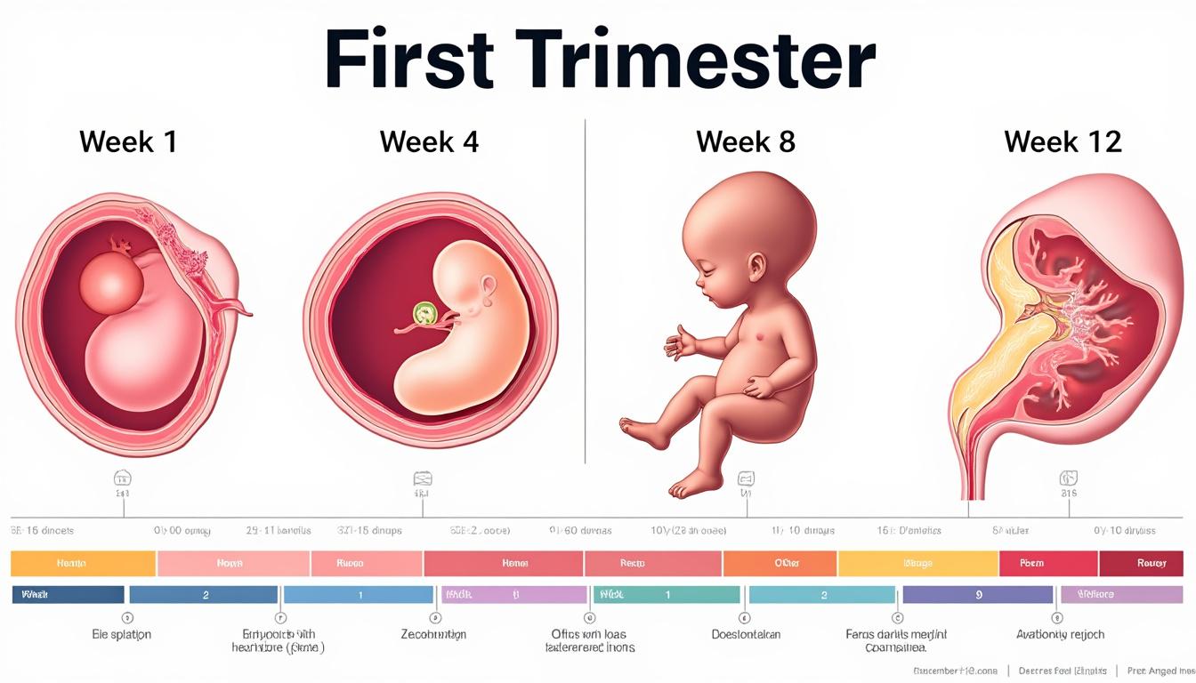 découvrez les étapes clés du développement de l'embryon et du fœtus au 1er trimestre de la grossesse, de la conception aux premiers signes de vie.